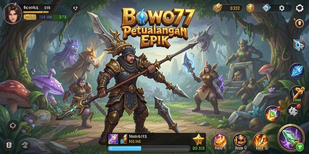 Tampilan screenshot BOWO77 menampilkan aksi RPG yang intens.