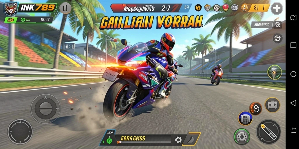 Gameplay seru balapan motor di INK789 dengan trek menantang.