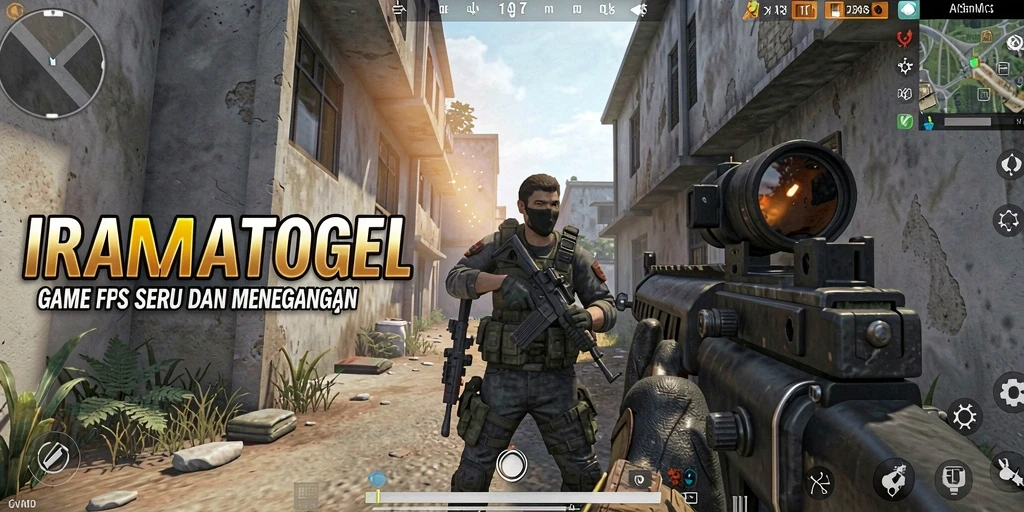 Gameplay seru dalam IRAMATOGEL yang menampilkan aksi FPS yang intens.
