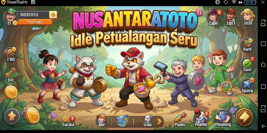 Tampilan utama gameplay NUSANTARATOTO menunjukkan aksi karakter dalam mode Idle.