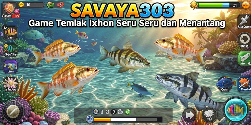 Tampilan gameplay yang menarik dalam SAVAYA303 dengan banyak ikan untuk ditangkap.