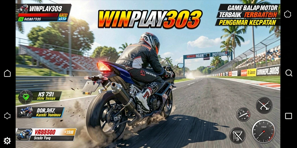 Tangkapan layar <strong>WINPLAY303</strong> menampilkan balapan motor yang seru dan menegangkan.